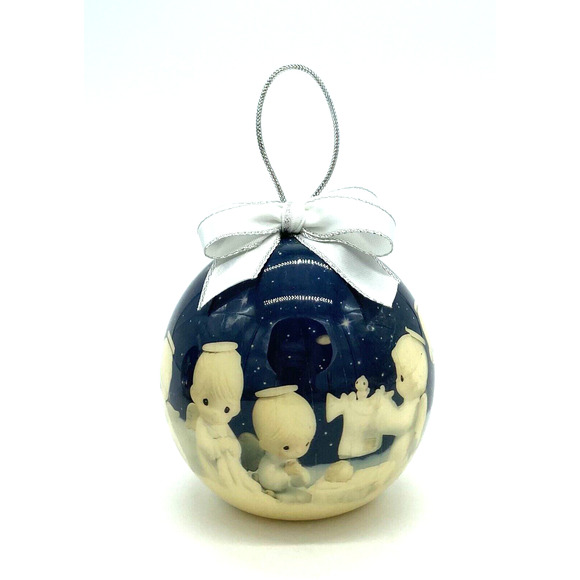 Vintage Precious Moments Decoupage Christmas Tree Ornaments Enesco Lot of 4 EUC - Picture 7 of 9